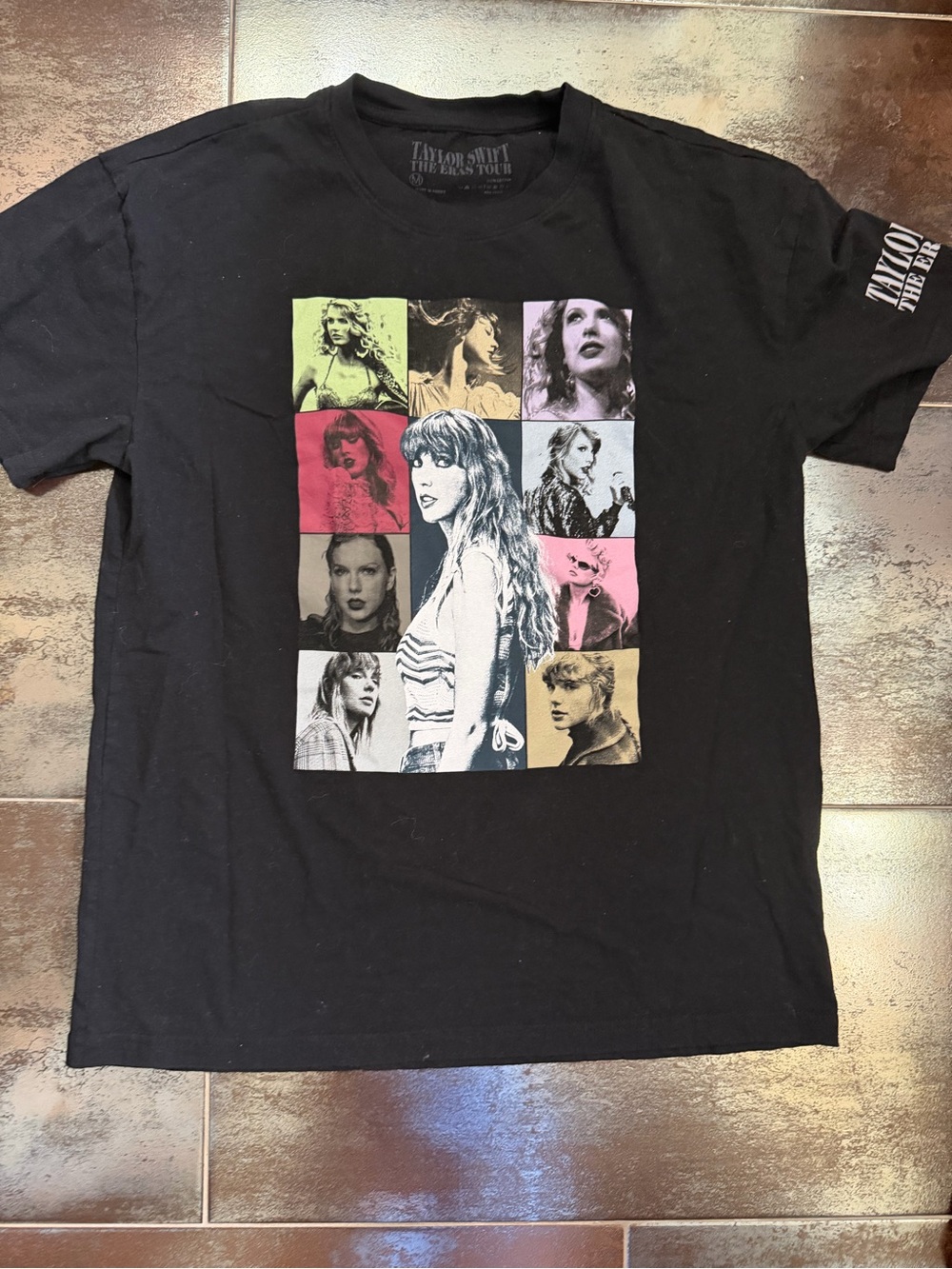 Taylor Swift Black Tour Tee with Color Photo Grid Medium